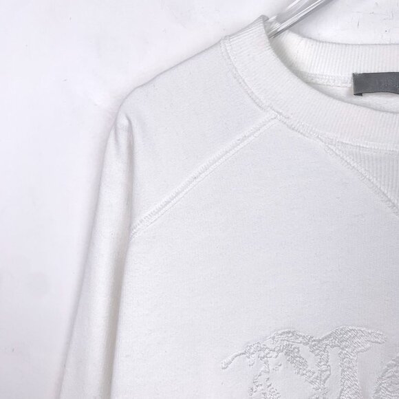 Dior White Embroidered Logo Cotton Long-Sleeved Round-Neck Sweatshirt M - Picture 7 of 8